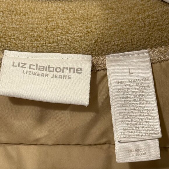 Liz Claiborne Lizwear Jeans Beige Quilted Vest Zip Front Size Large - Picture 4 of 4